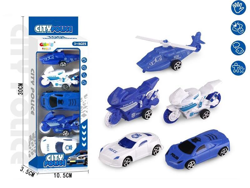 Pull Back Police Car 5pcs