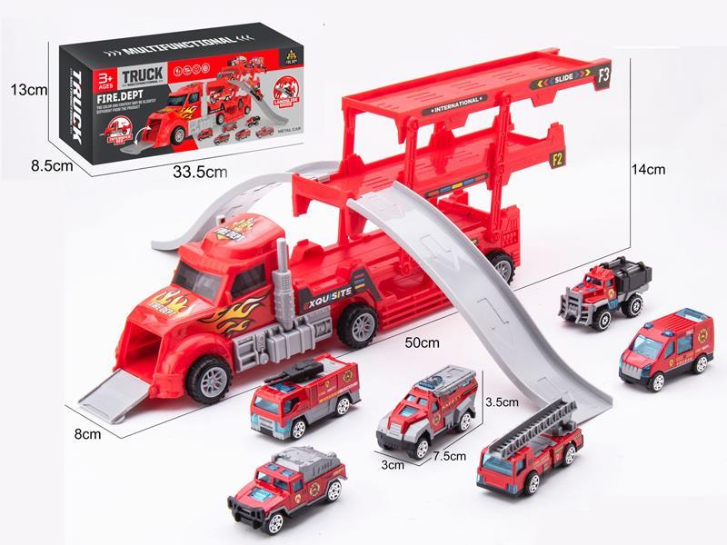 Container Truck Alloy Fire Track Scene