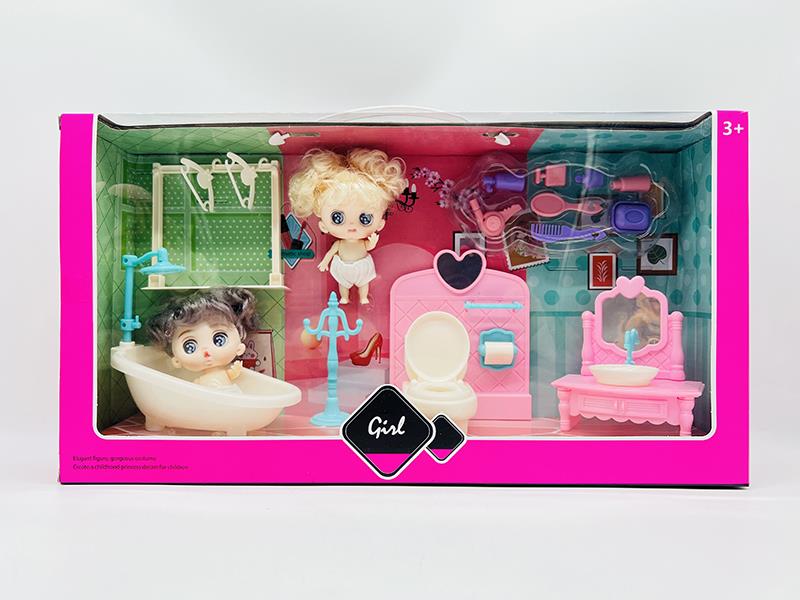 2 2.5-Inch Mini Doll Bathroom Scene Set
