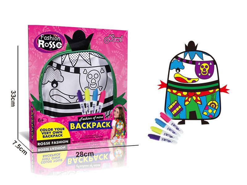 DIY Coloured Drawing Painting Backpack(4 Colour Washable Pen)-Owl-Cartoon