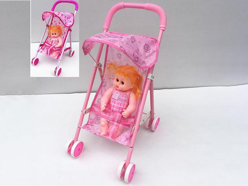 Iron Stroller +12 Inch Girl Baby Doll