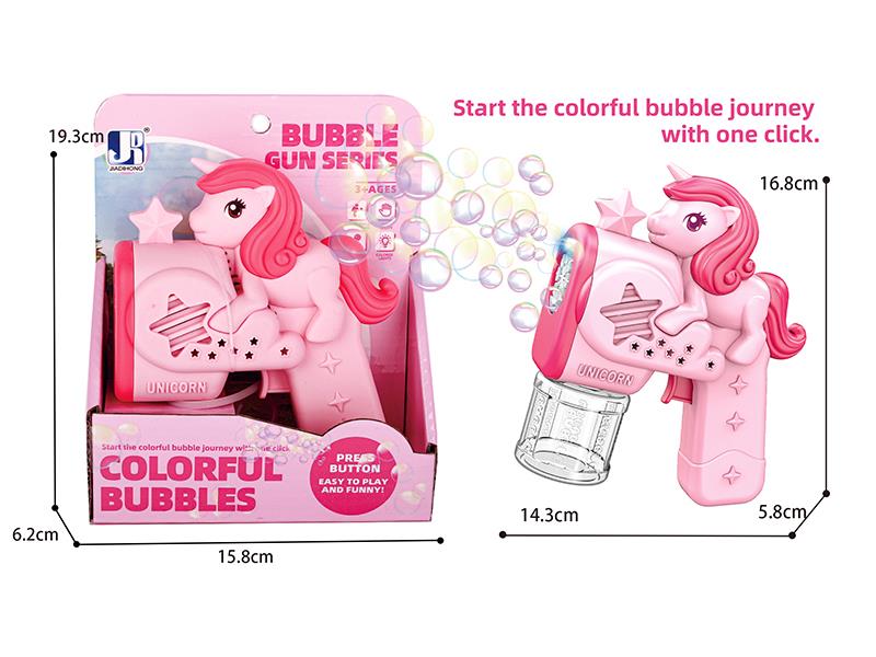 8 Holes Unicorn Bubble Gun With Lights