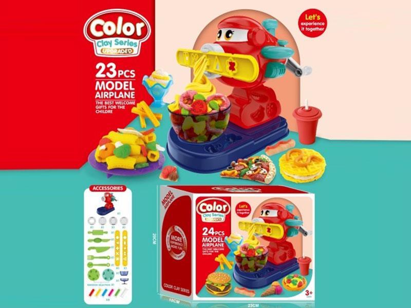 DIY set of cartoon airplane colored clay