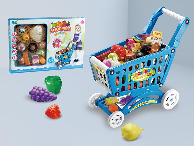 Shopping Cart With Breakfast Food Set