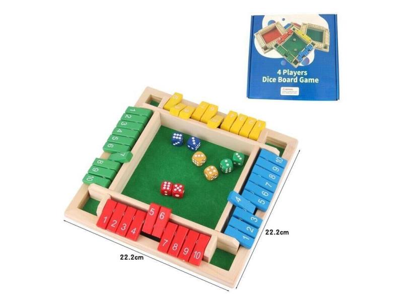 Wooden Drinking Party Tabletop Game Four-Player Card-Flipping Color Version