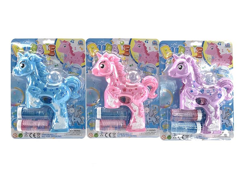 B/O Unicorn Bubble Gun With Lights