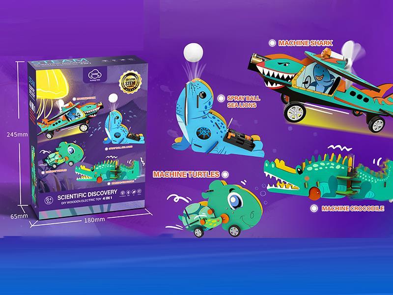 4 In 1 DIY B/O Animal Themed Wooden Toys