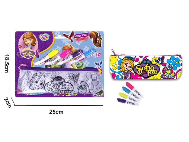 DIY Purple Sophia Pencil Bag(4 Colour Washable Pen)