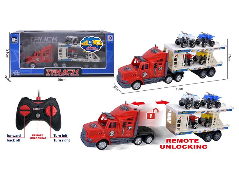 5-Channel Remote Control Container Car With 4 Beach Motorcycles(Remote Unlocking)