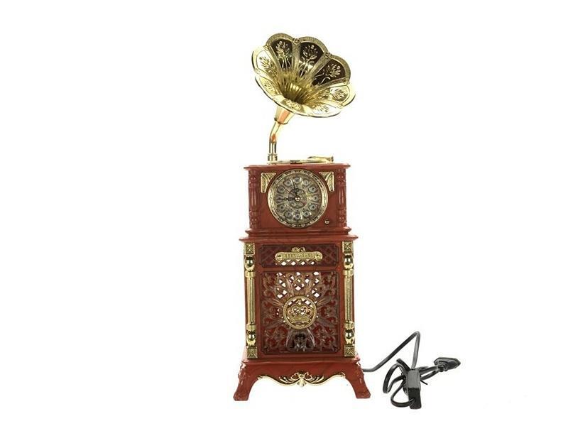 DeskLamp/Night Light Clock Gramophone Redwood Grain