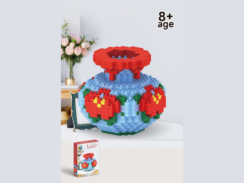 Jinsha Peony Green Vase Building Blocks Chinese Vase Series 526 Pieces