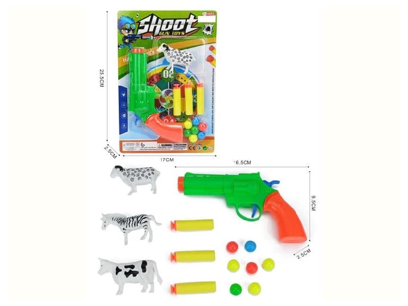 Ping-Pong Ball & Soft Bullet Gun With Animals