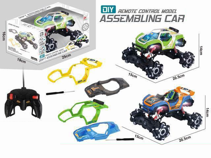 2.4G 1:16 6-Channel Remote Control DIY Assembling Drift Stunt Car With Four Flashing Lights(Included Batteries)