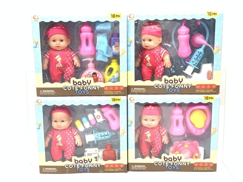 Four Mixed Sets Of 8-Inch Plush Dolls For "Play House"