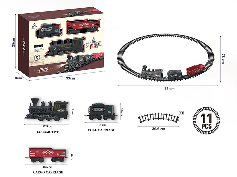 Rail Train Toy(ABS Train Compartments*3, Not Included Batteries)11pcs