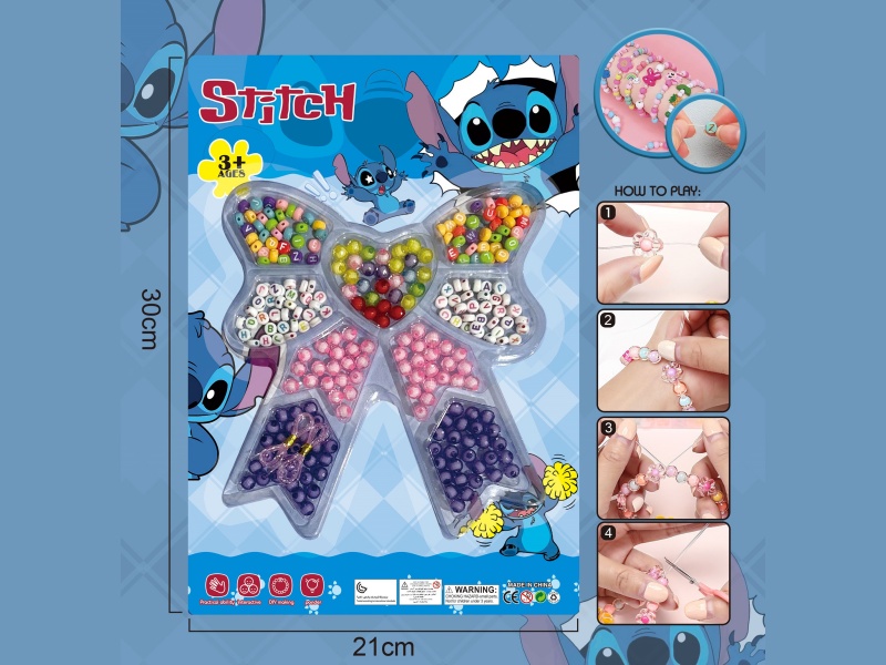 Stitch Diy Beaded Jewelry Bow With Multiple Colored Beaded Ribbons And 2 Threads