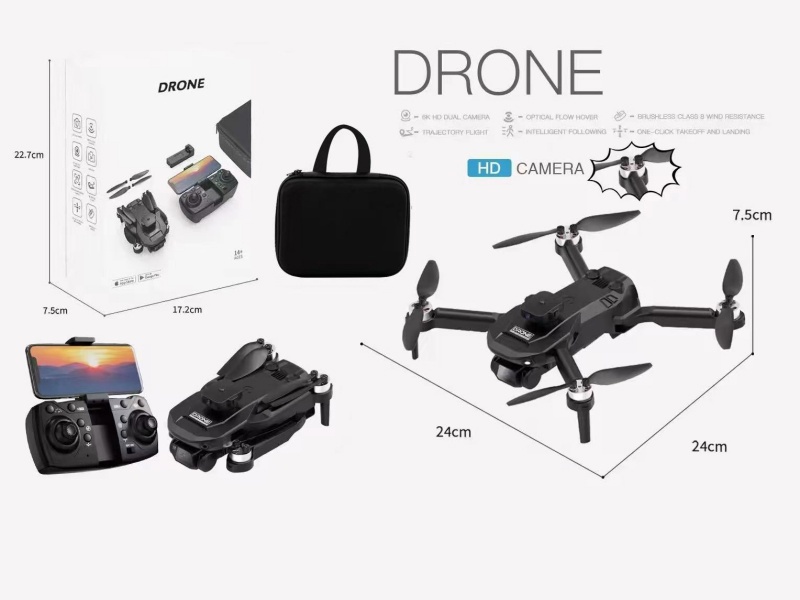 2.4G Remote Control Fold Drone With Dual Cameras(480P),  Brushless Motor, Intelligent Obstacle Avoidance Optical Flow(4-Sided Obstacle Avoidance) + Electrically Adjustable Camera