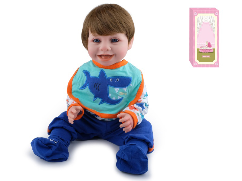 55cm Soft Plastic Reborn Doll(Wig Sheath) With Feeding-Bottle, Magnetic Pacifier, Diaper, Birth Card