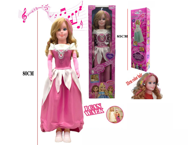 80cm Walking Princess Doll With Music(2xAG3 Batteries)