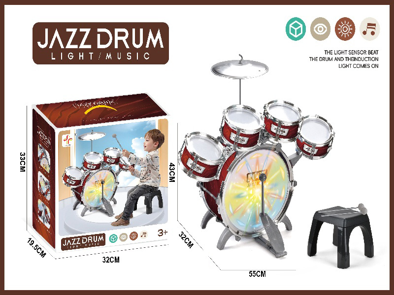 Wood Grain/Small Vertical Five Drums/Single Color (One Large Drum Lamp, With Electric Charge Ag10*3 Pieces)