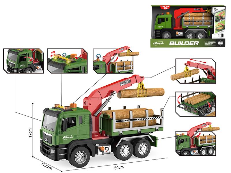 1:10 Friction Timber Truck(Open Door, Sound, Light, Pump)