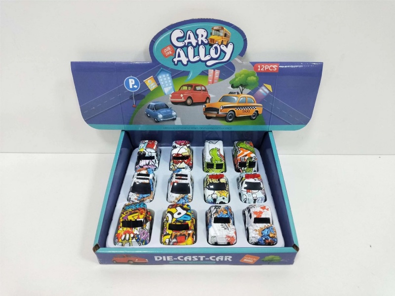 Graffiti Boiley Alloy Cartoon City Bus Taxi School Bus Car Display Box