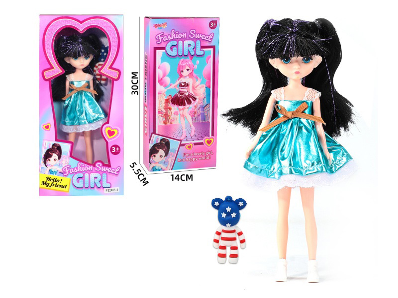 10" Fashion Sweet Girl Doll With Violent Bear Accessories