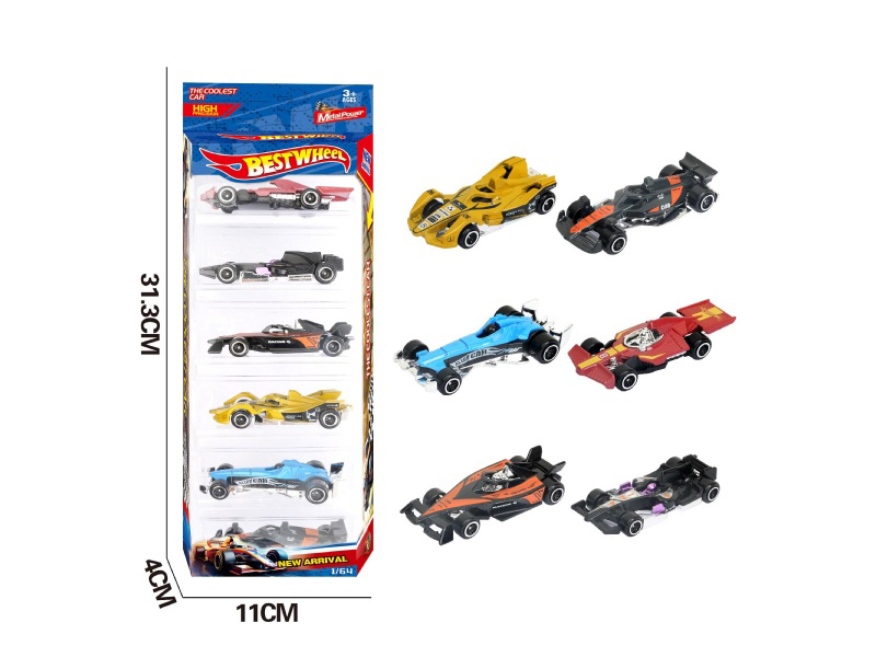 6-Piece 1:64 F1 Racing Car Alloy Model 6-Pack