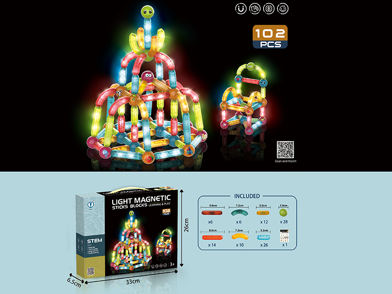 Light Magnetic Sticks Building Blocks 102pcs