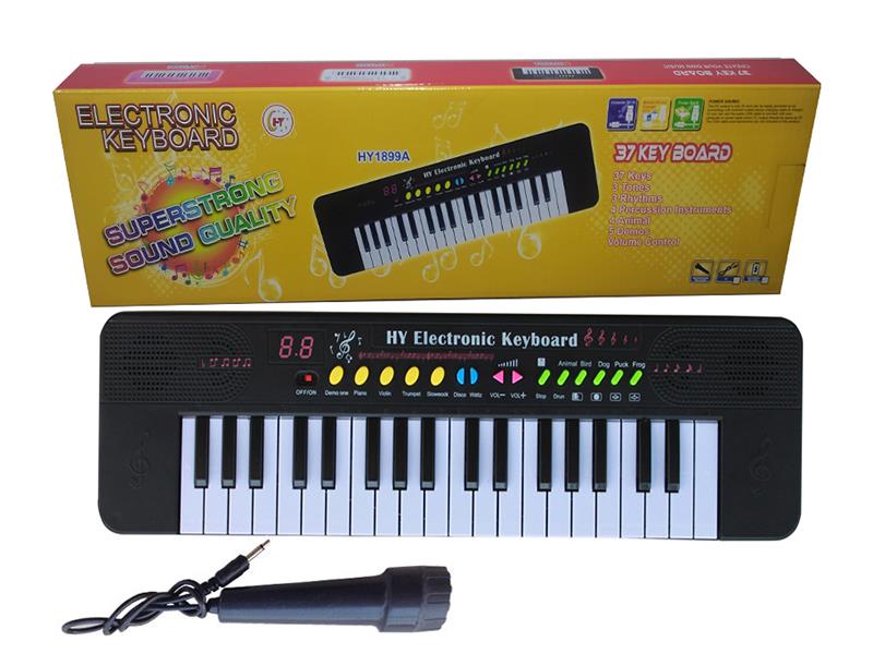 37 Keys Single Speaker Electronic Organ(Black, With Microphone)