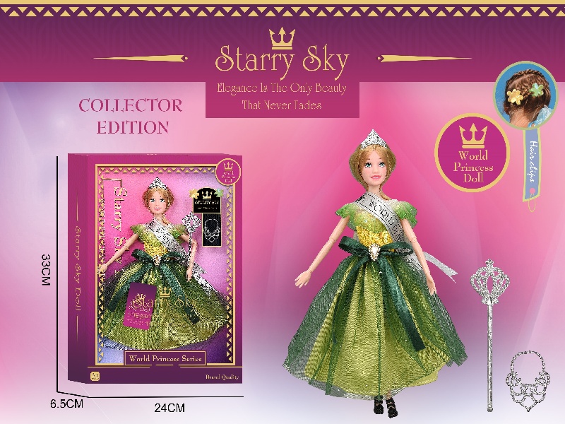 11.5-Inch 11-Joint - World Princess Series - Crown - Magic Wand - Barbie Necklace