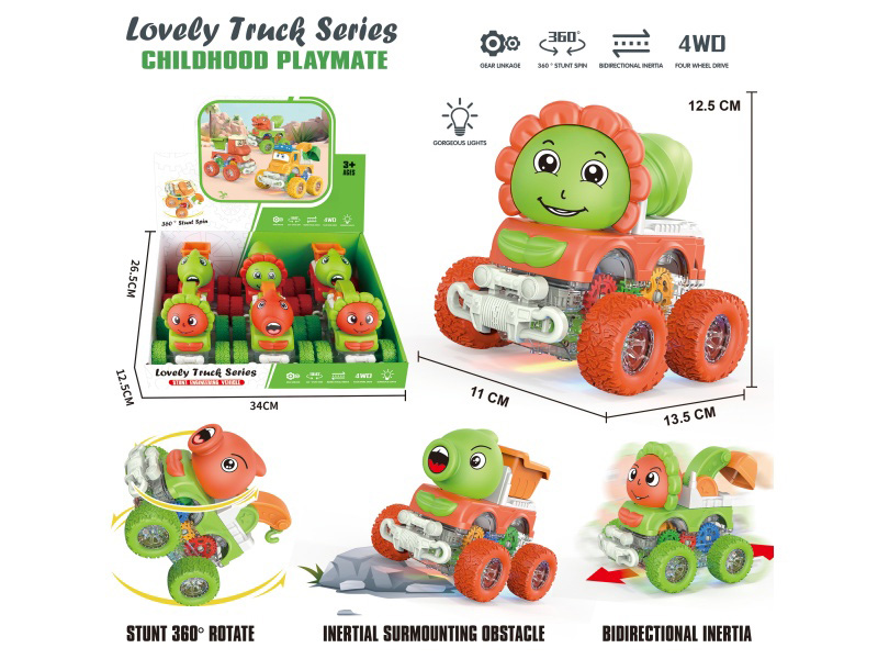 Illuminated Transparent Gear Four-Wheel Drive Climbing Stunt Rotating Dual-Inertia Plant Engineering Team