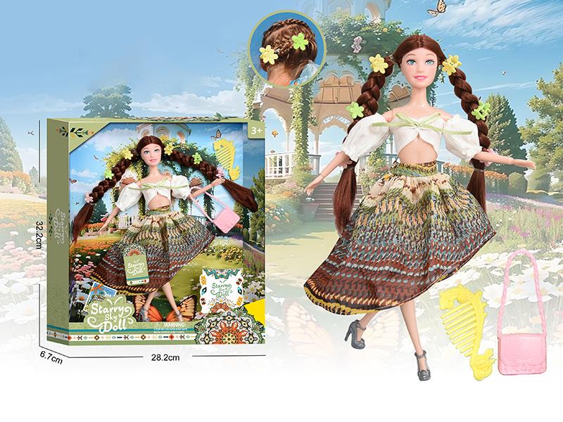 Bohemian Style Series 11.5 Inch 11-Joints Fashion Doll With 6 Hair Clips, Comb, Handbag