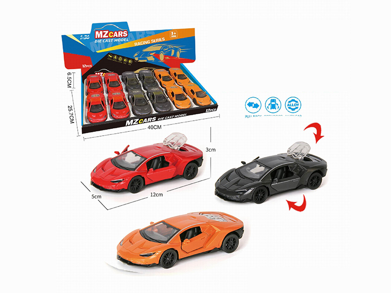 1:36 Pull Back Alloy Sports Car(3 Doors Can Open) 12pcs