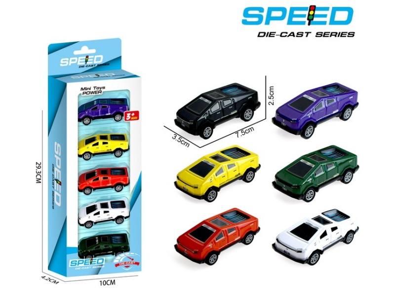 Pull Back Iron Tesla Super Sports Cars 5pcs