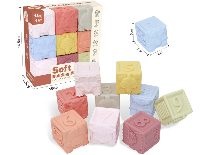 Dinosaur & Numbers Soft Building Blocks 9pcs