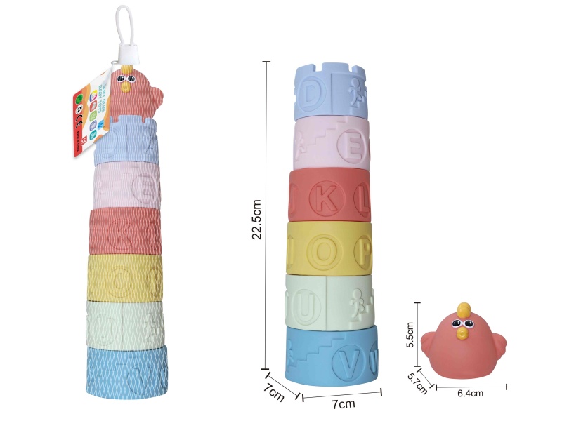 Soft Plastic Chicken Stacking Tower Toy 7pcs
