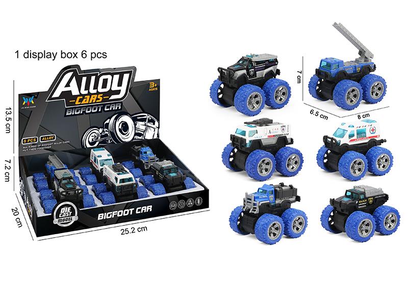 Pull Back Alloy Big Wheel Police Cars 6pcs