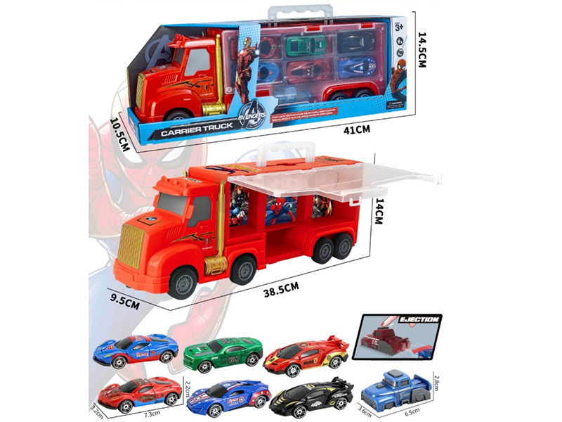 Friction Storage Carrier Truck + 6 Slide Cars + Launcher