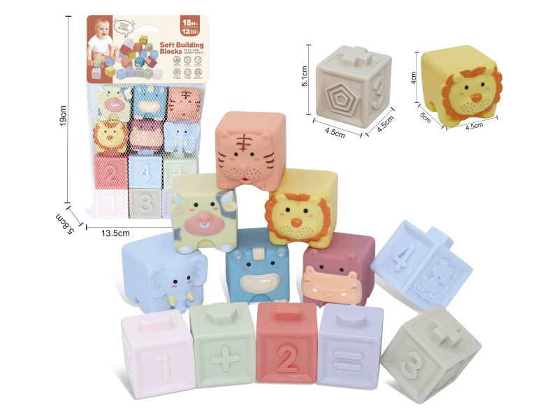 Animal & Numbers Soft Building Blocks 12PCS