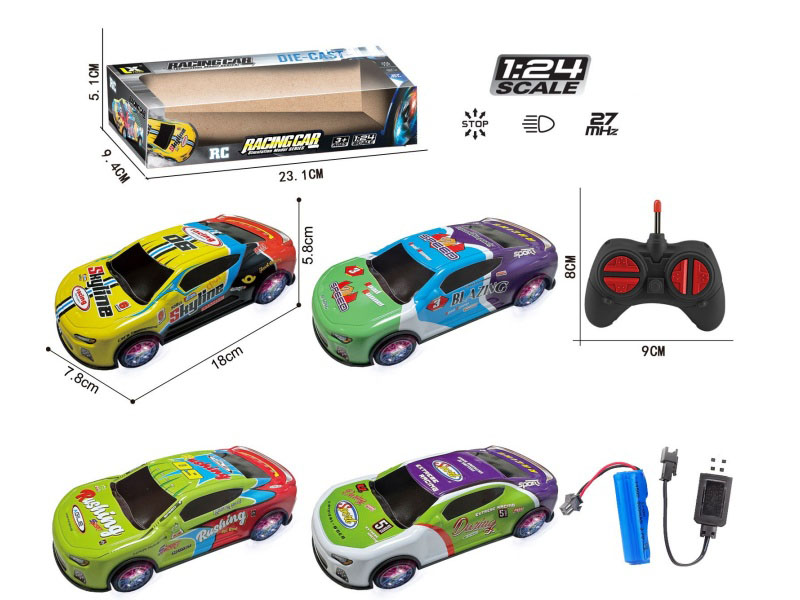 27 Frequency 1:24 Four-Way Rally Car Alloy Remote Control With Lights