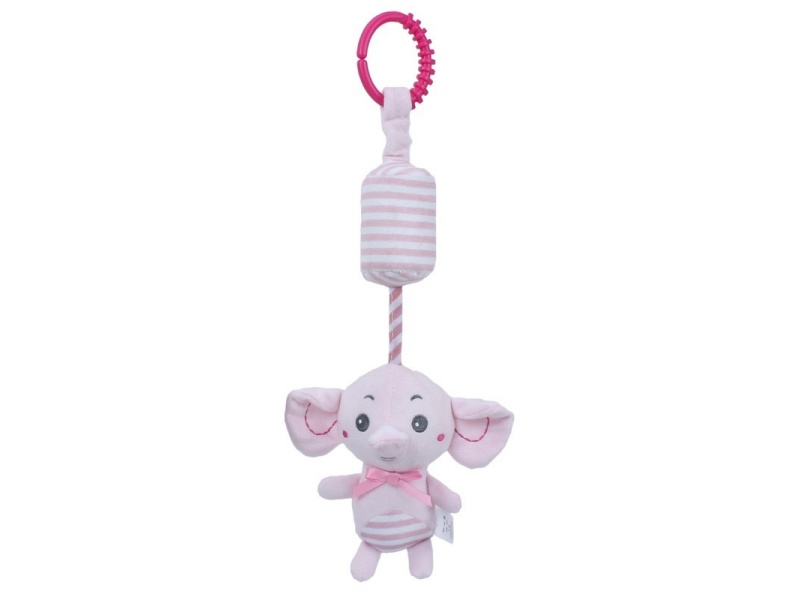 Pink Elephant Baby Soothing Bell Plush Pendant