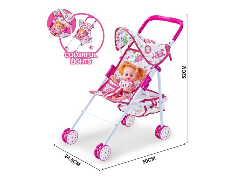 A Dazzling Illuminated Iron Trolley With A 10-Inch Empty Musical Girl