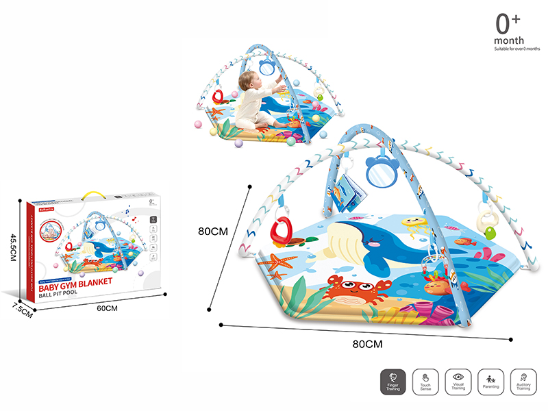 Baby Gym Blanket + Cloth Book + Baby Rattles + 20 Ocean Balls