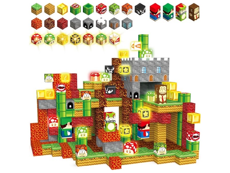 Super Mario Magnetic Cube Building Blocks 200pcs(No Lights)