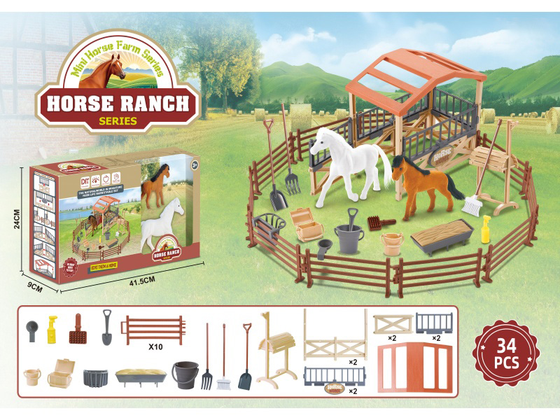 A Scene Of A Large And Small Stables With Flocking