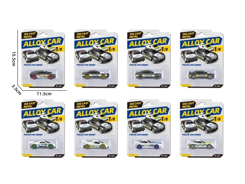 1:64 Sliding Alloy Police Car (8 Models Mixed)