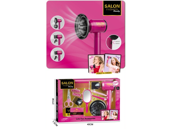 Family Play Toys Accessories Hair Styling Electric Hair Dryer Set (13 Pcs)
