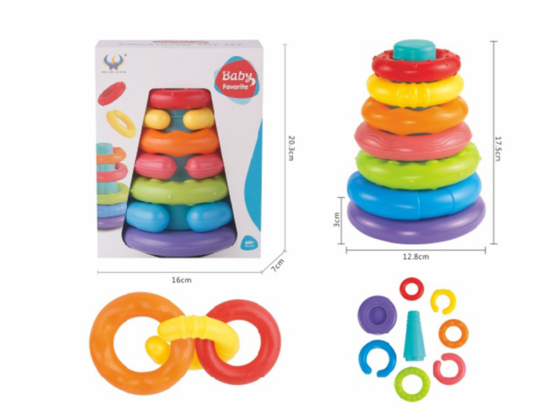 Colorful Rainbow Stacking Rings 8pcs