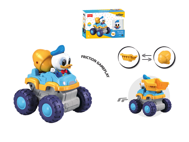 Donald Duck Series Assembly Friction Dump Truck Mixing Truck 2 In 1 12pcs